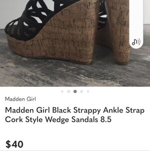 Madden Girl Black Strappy Wedge Sandals